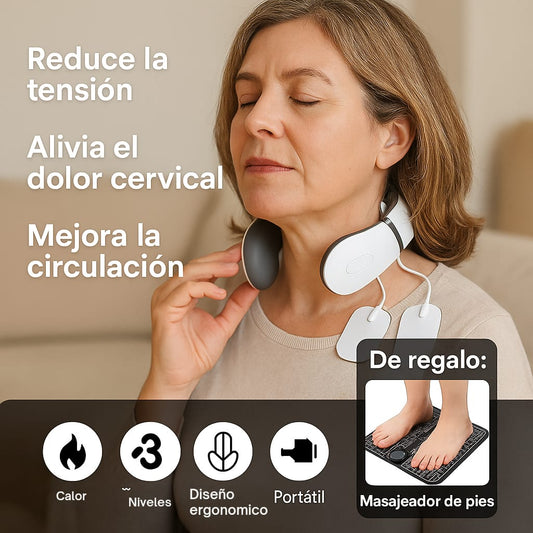 MASAJEADOR CERVICAL + REGALO (ALFOMBRILLA MASAJEADORA DE PIES)